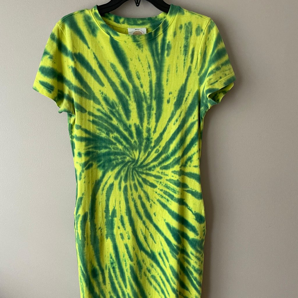 Anthropologie Daily Practice Tie-Dye Cotton Midi Dress Lagoon Green Size Small